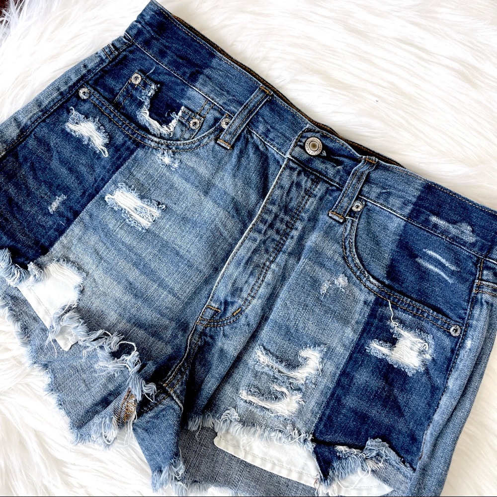 AMERICAN EAGLE OUTFITTERS shorts VINTAGE HI-RISE FESTIVAL blue denim shorts 6 - Picture 1 of 11